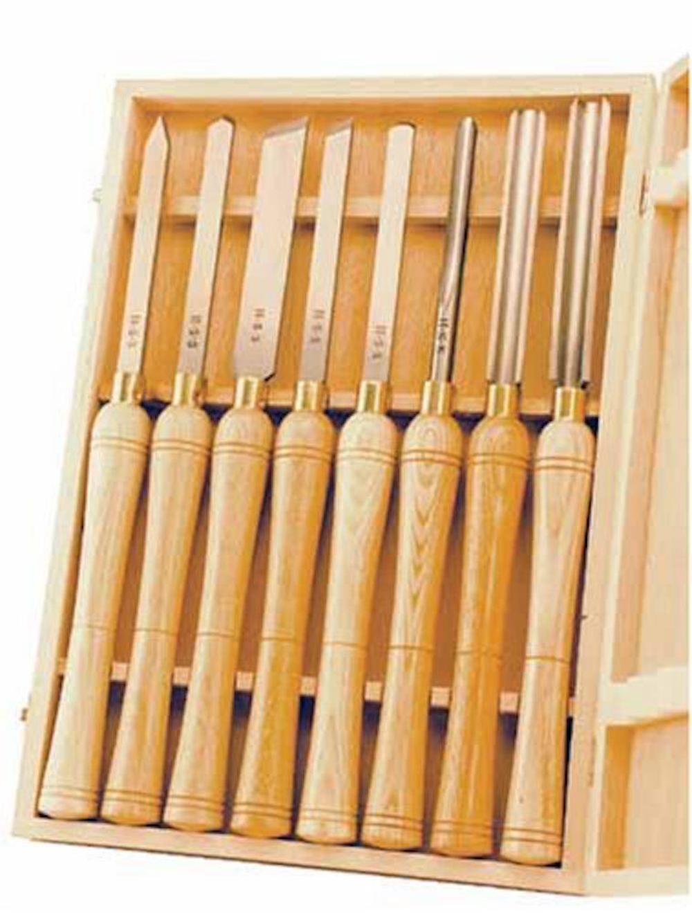 PSI Woodworking Products Wood Lathe Chisel 8pc Set - Ascmtools