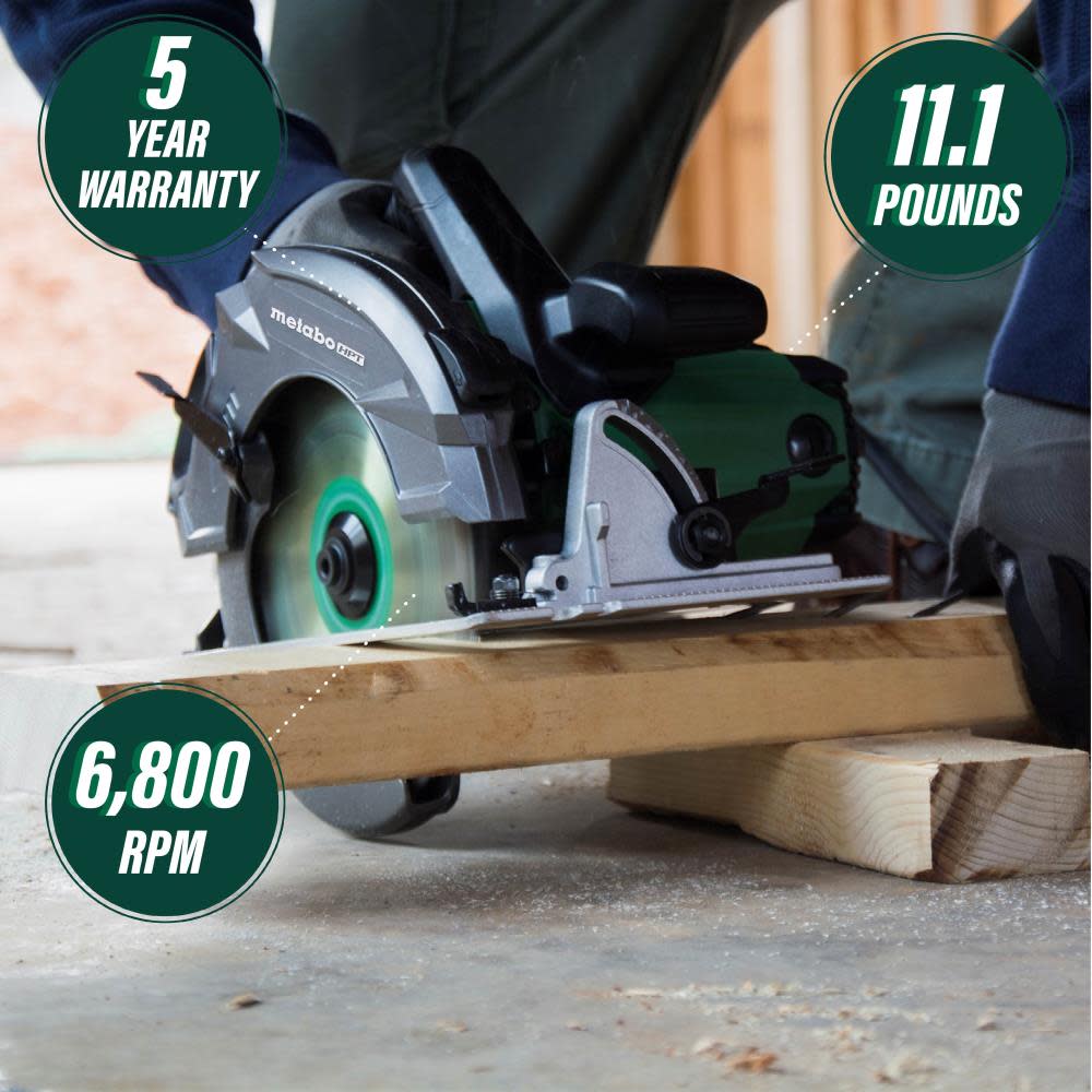 Metabo HPT 7-1/4 In. Pro Grade Circular Saw 15 Amp 6800 RPM Rip Max - Ascmtools