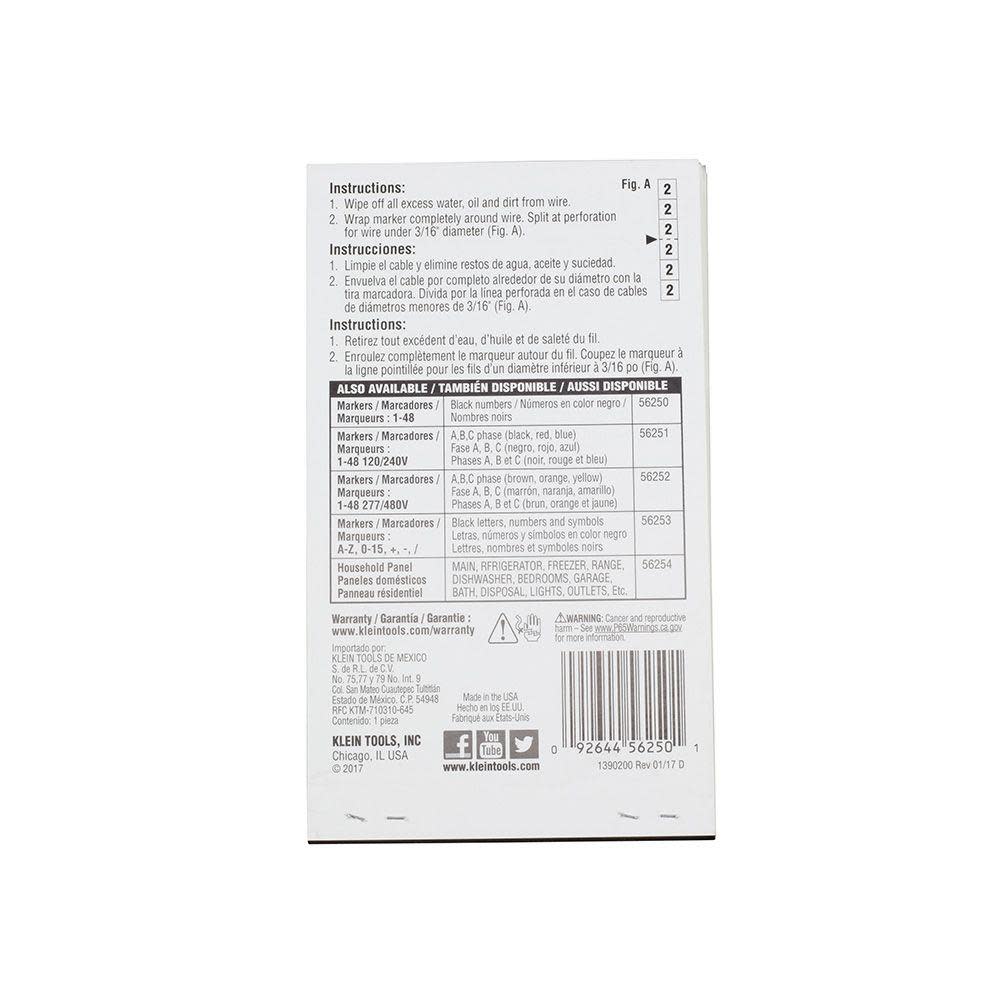 Klein Tools Wire Marker Book 1-48 - Ascmtools