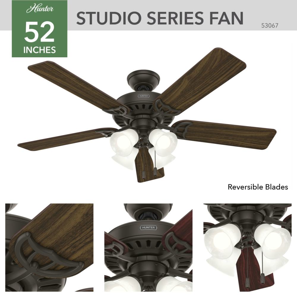 Hunter Fan Studio Series Ceiling Fan 52″ New Bronze Cherry/Walnut - Ascmtools