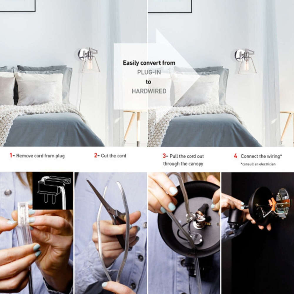 Globe Electric LeClaire Wall Sconce 1 Light Chrome Clear Vintage - Ascmtools