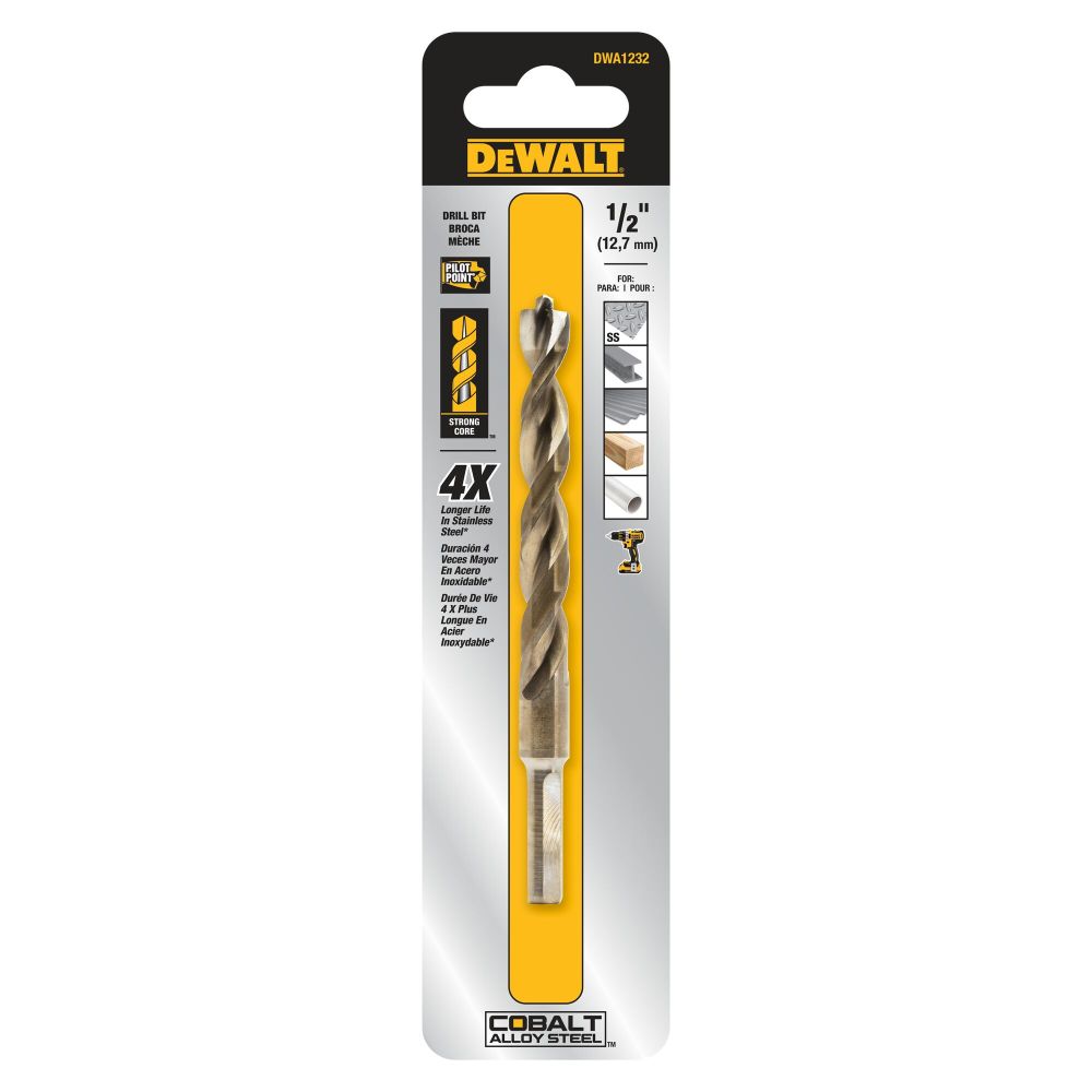 DEWALT 1/2″ Drill Bit Pilot Point Industrial Cobalt Alloy Steel - Ascmtools
