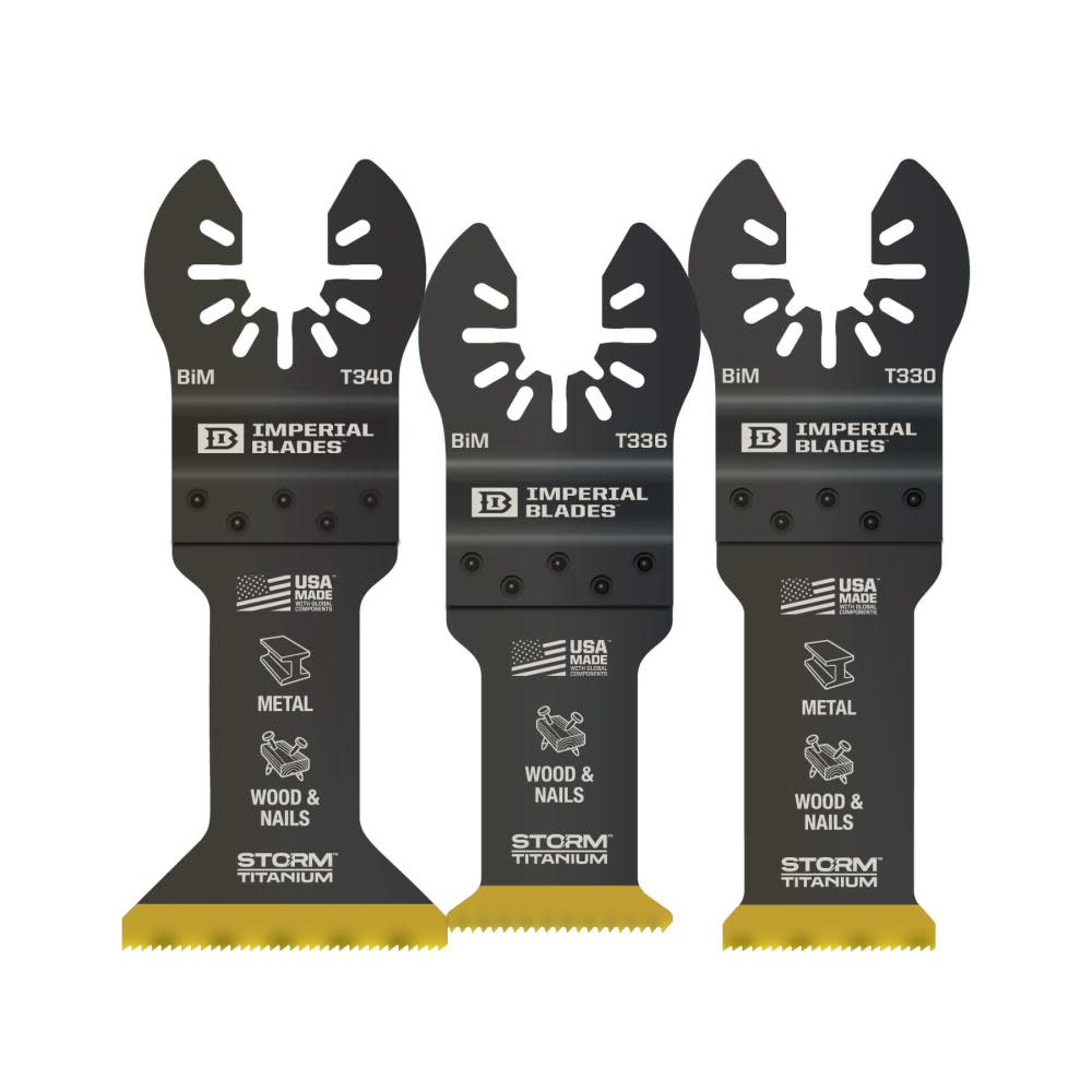 Imperial Blades IBOATV-3 One Fit Storm Titanium Metal/Wood Variety Pack 3PC - Ascmtools