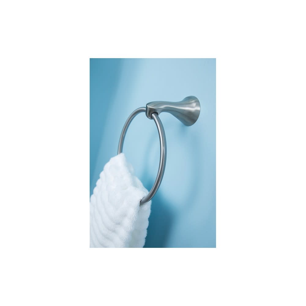 Moen Darcy Brushed Nickel Towel Ring with Press & Mark Stamp 1pk - Ascmtools