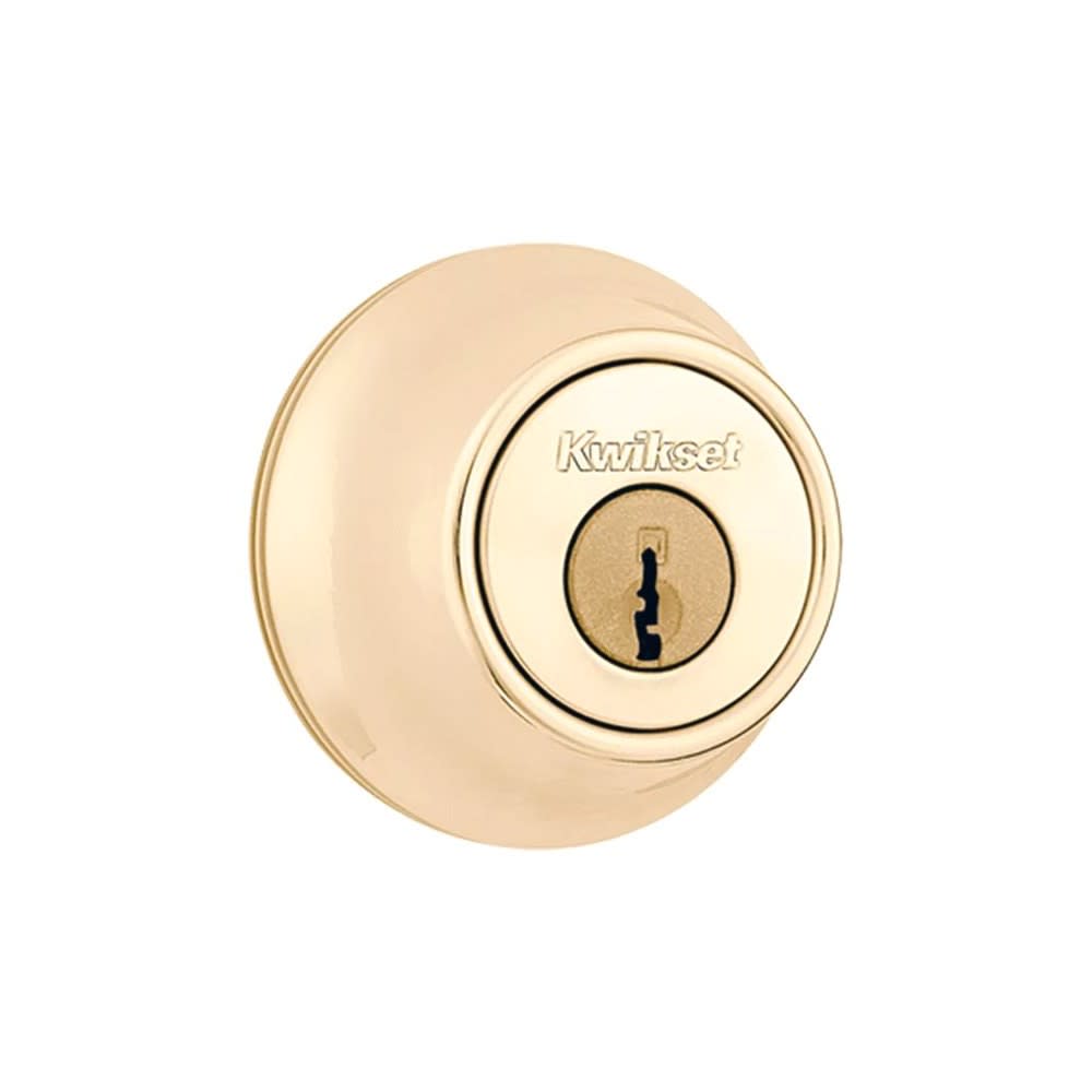 Kwikset Polished Brass Mobile Home Single Cylinder Deadbolt with Tumbler - Ascmtools