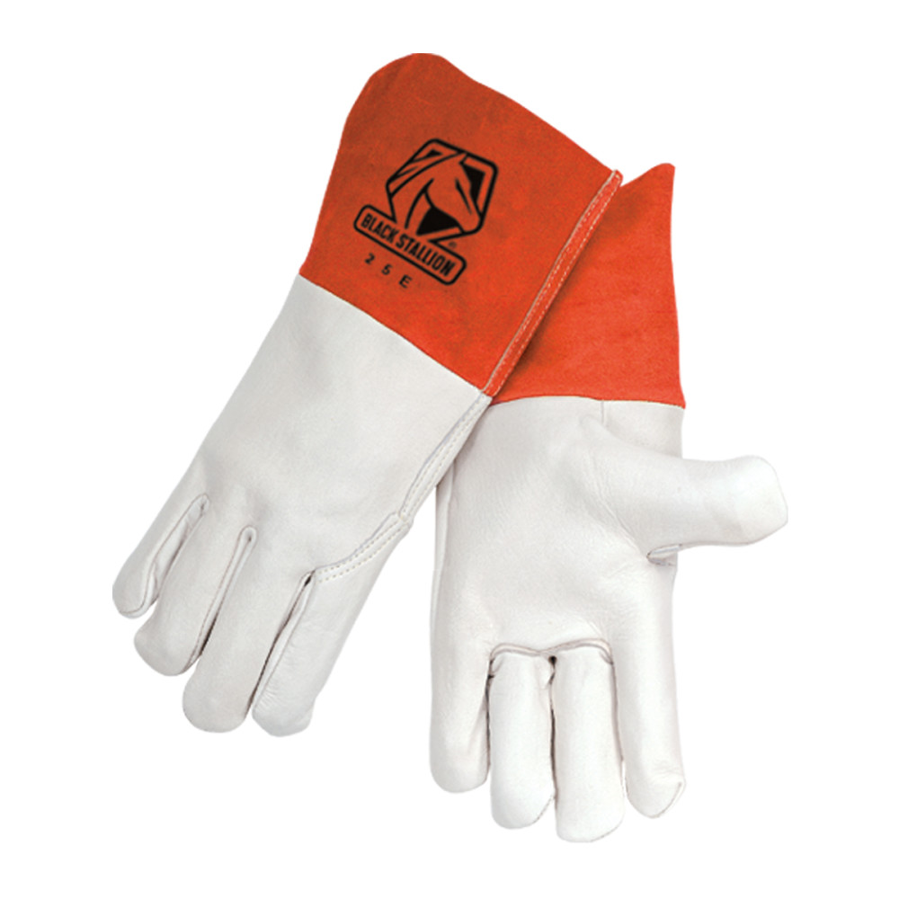 Black Stallion White Standard Grain Cowhide MIG Gloves Large - Ascmtools