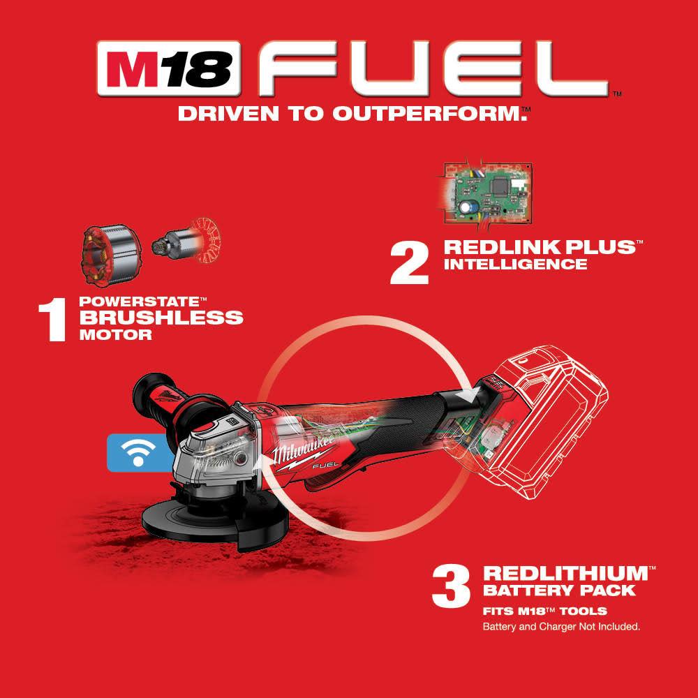 Milwaukee M18 FUEL 4 1/2″ / 5″ Braking Grinder Paddle Switch No Lock Bare Tool - Ascmtools