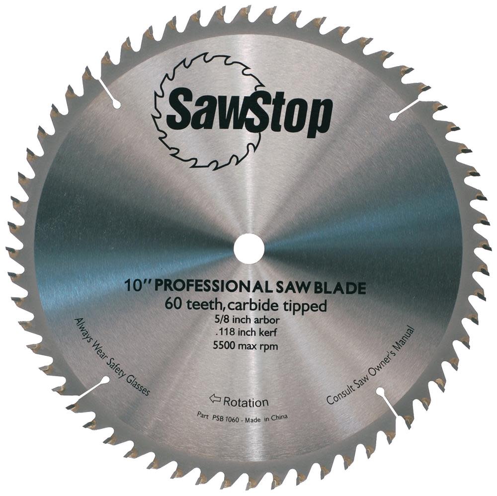 Sawstop Steel Combination Blade – 60 Tooth (ATB) Carbide Tipped - Ascmtools