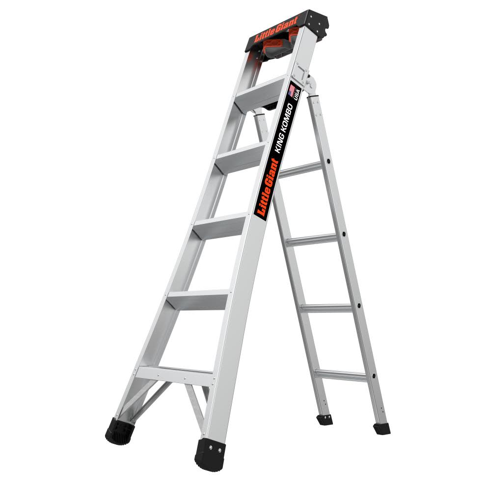 Little Giant Safety King Kombo Professional 6′ ANSI Type IA 300 lb Aluminum 3-in-1 All-Access Combination Ladder - Ascmtools