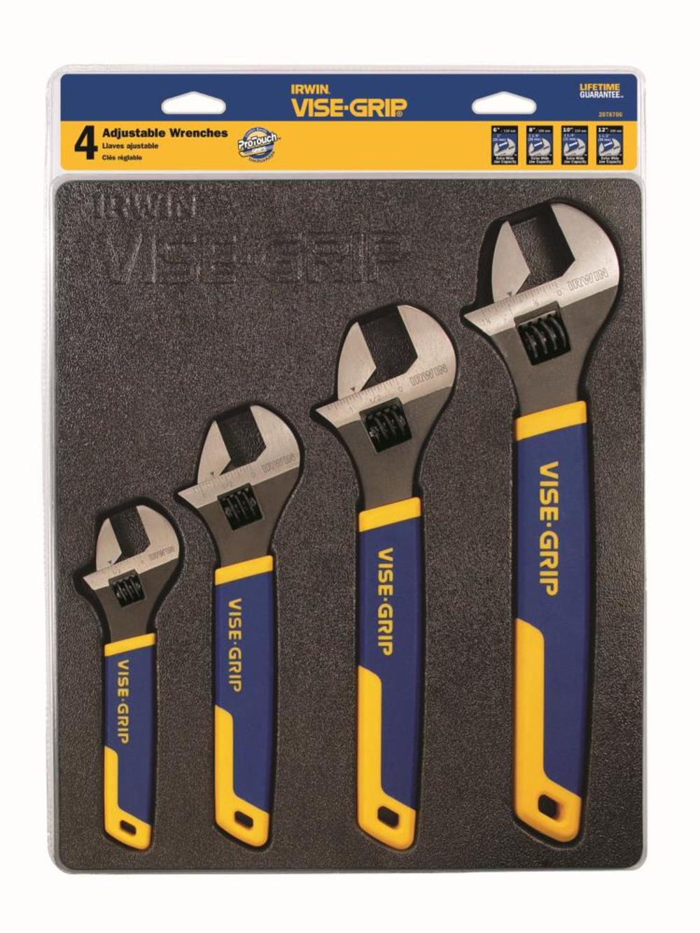 Irwin 4 piece Adjustable Wrench Tray Set - Ascmtools
