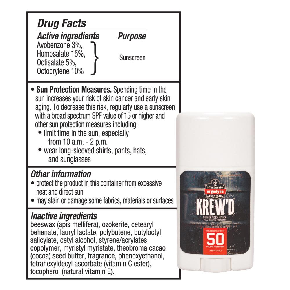 Ergodyne SPF 50 Sunscreen Stick 1.5oz 12pk - Ascmtools