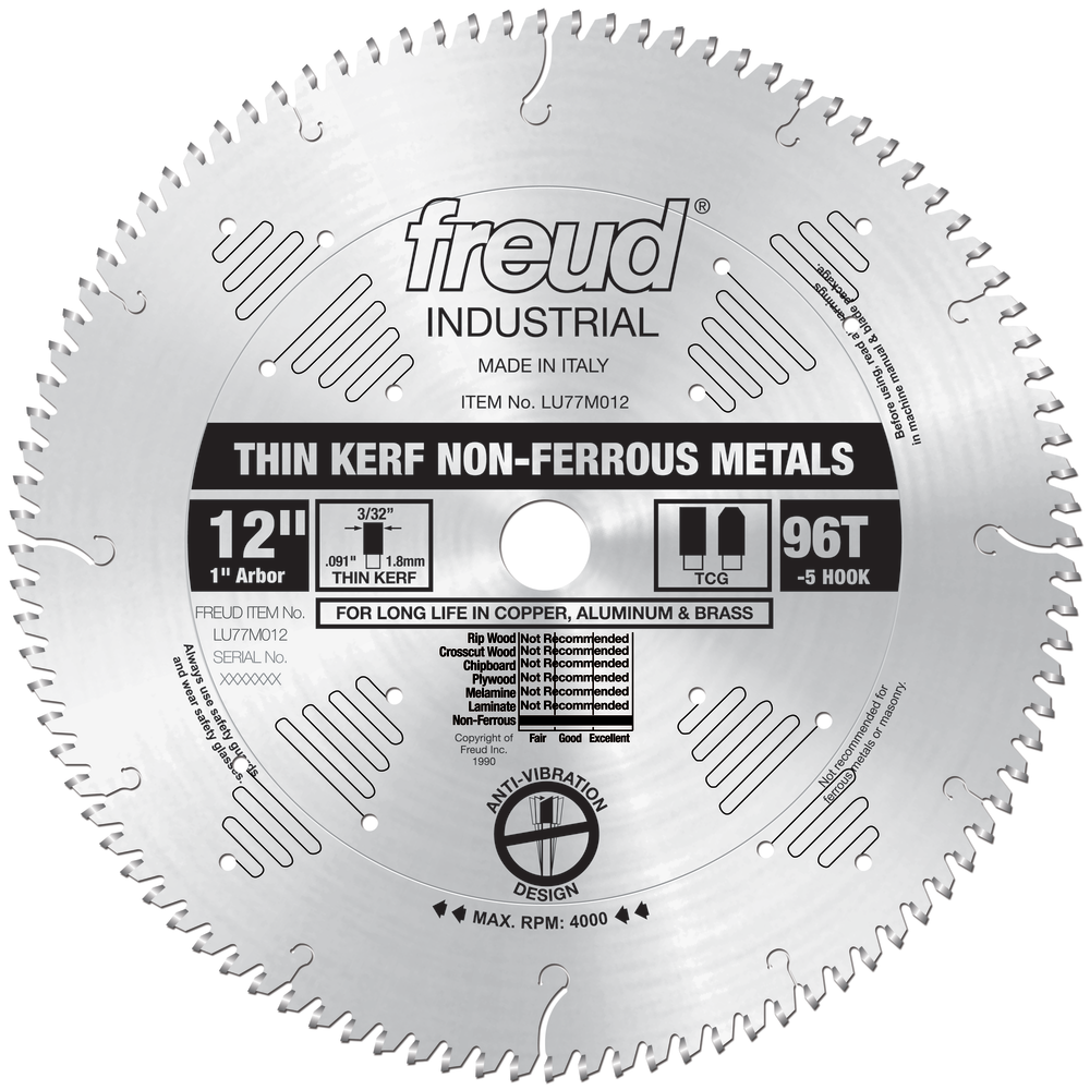 Freud 12″ Thin Kerf Non-Ferrous Metal Blade - Ascmtools