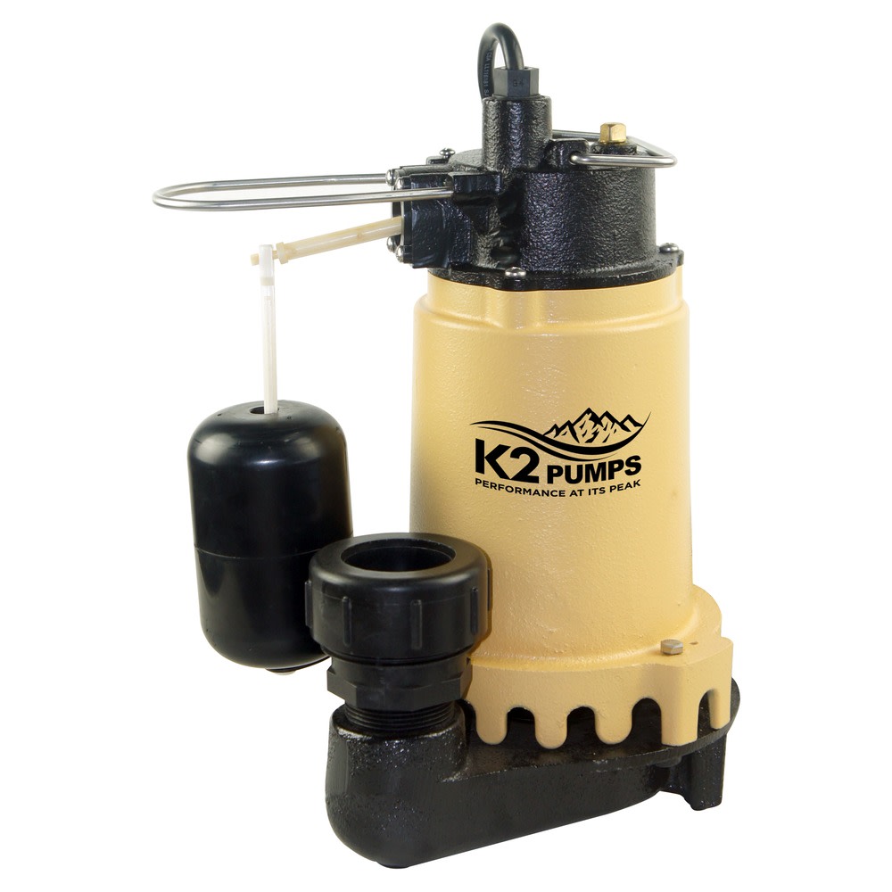 K2 Pumps Sump Pump 3/4 HP Cast Iron with Snap Action Vertical Switch - Ascmtools