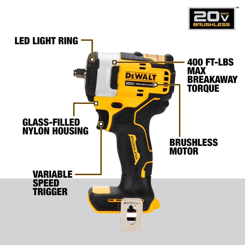 DEWALT 20V MAX 3/8″ Impact Wrench Hog Ring Anvil Tool Only - Ascmtools