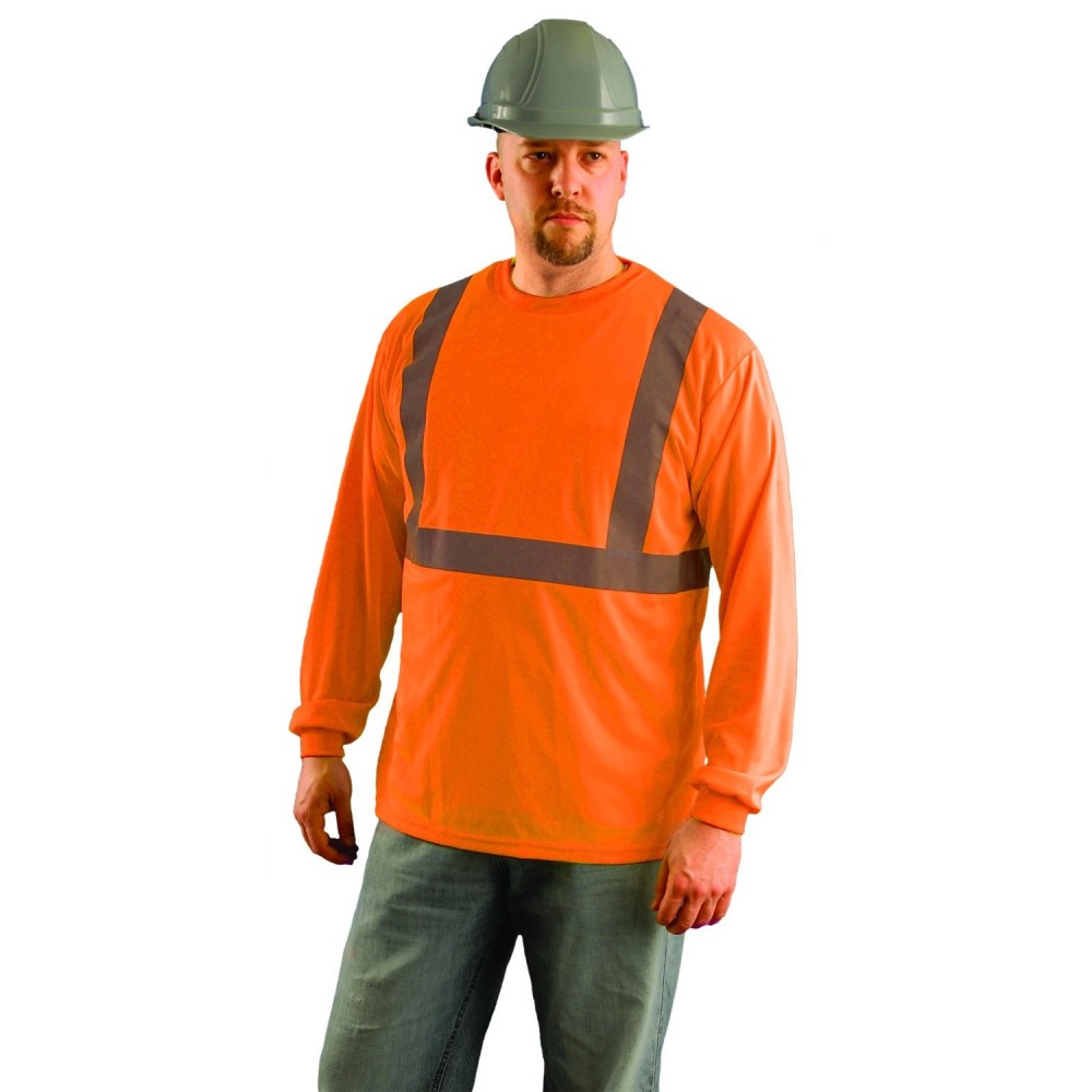 Occunomix Hi-Vis Orange Class 2 Classic Wicking Birdseye T-Shirt Long Sleeve Medium - Ascmtools