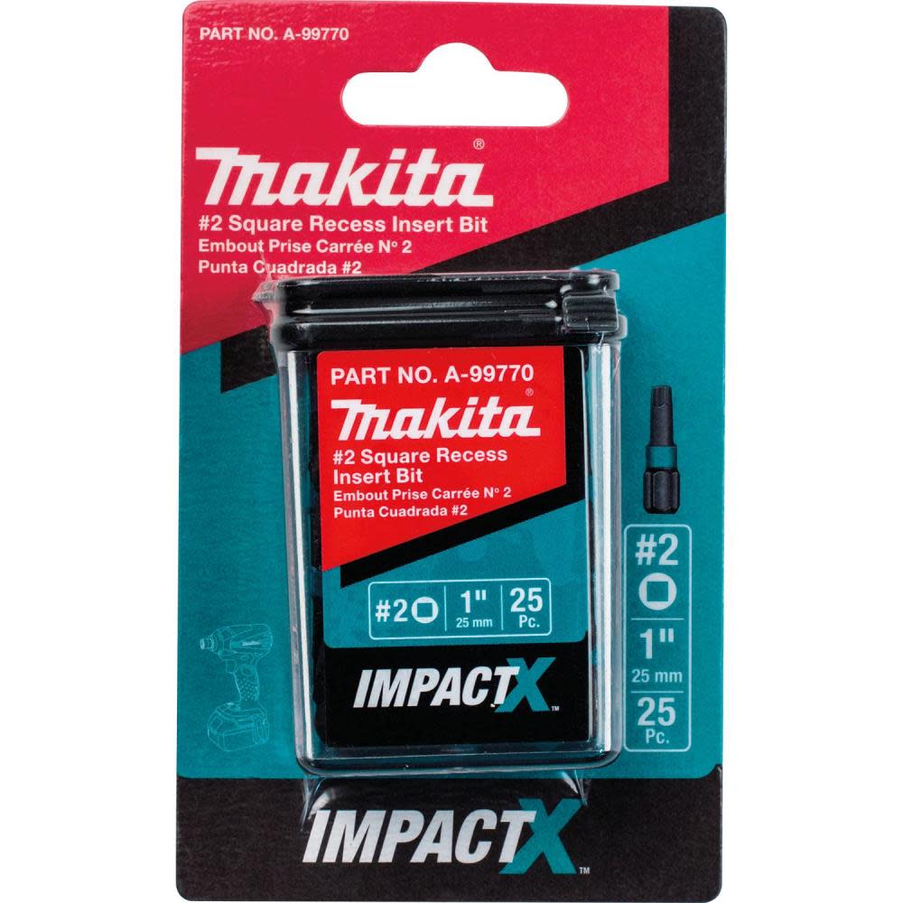Makita Impact X #2 Square Recess 1 Insert Bit 25/pk - Ascmtools