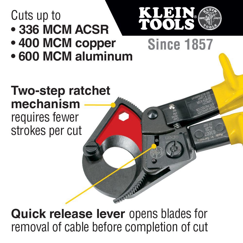 Klein Tools Ratcheting ACSR Cable Cutter - Ascmtools