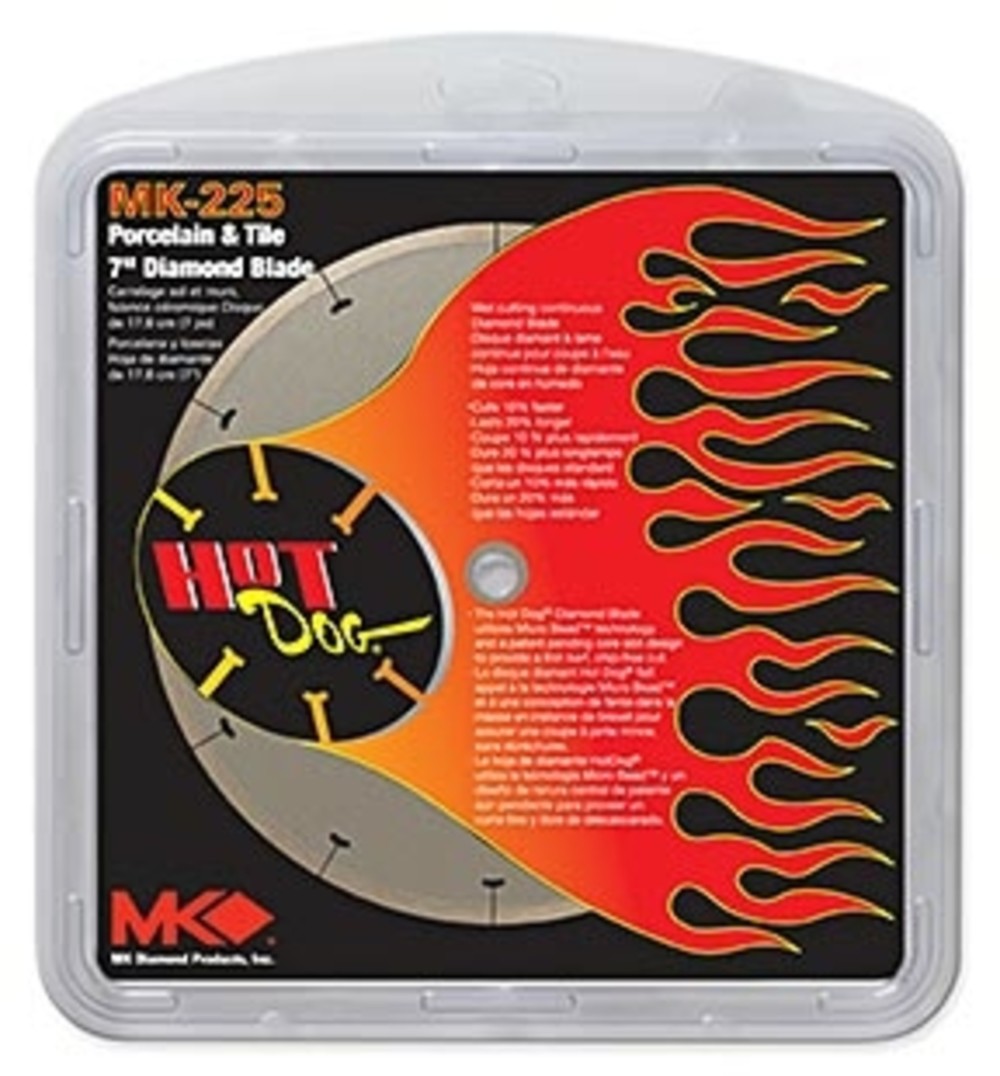 M K Diamond MK-225 Hot Dog 10in Premium Wet Continous Saw Blade for Porcelain Tile - Ascmtools