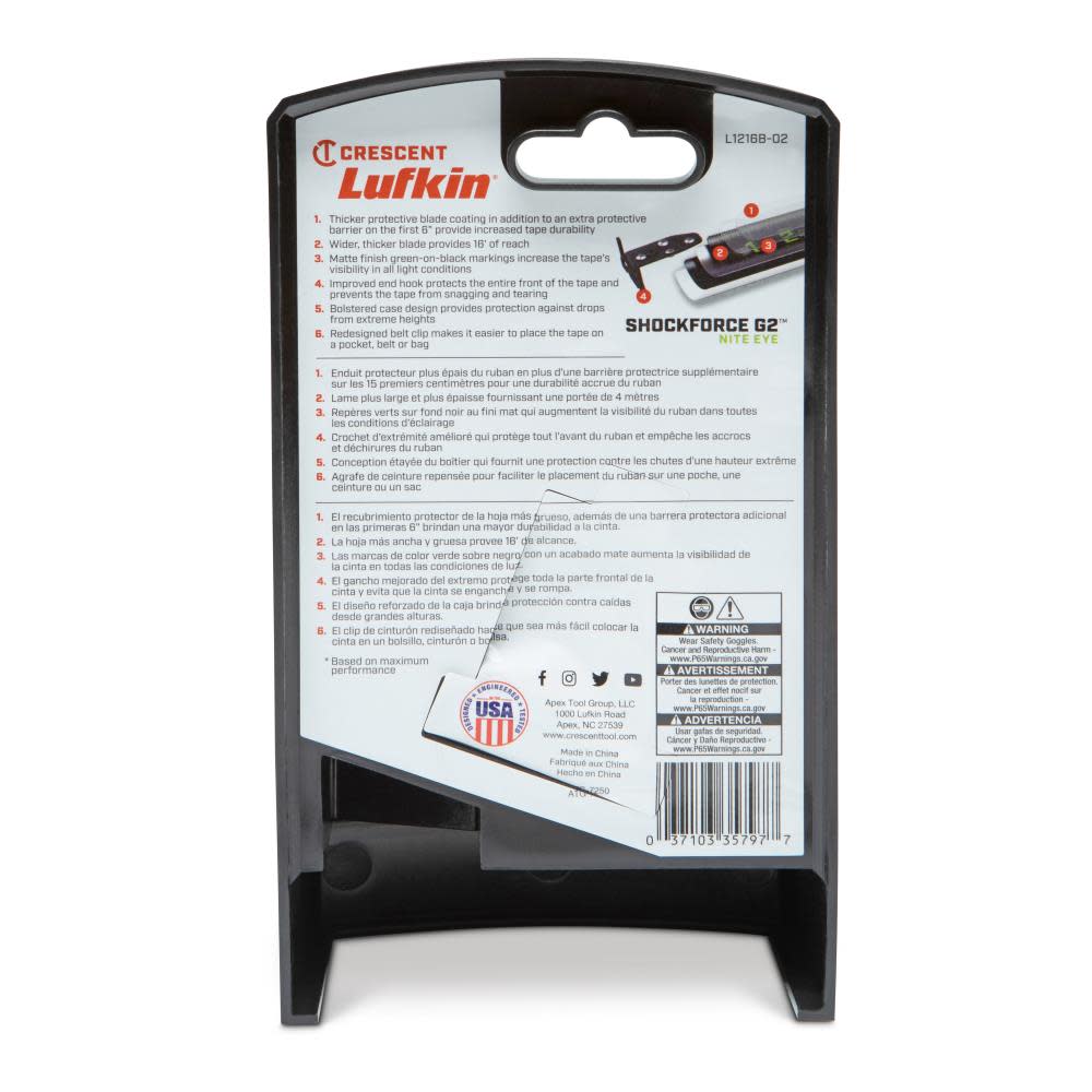 Crescent Shockforce Nite Eye G2 Tape Measure 1 1/4″ x 16′ - Ascmtools
