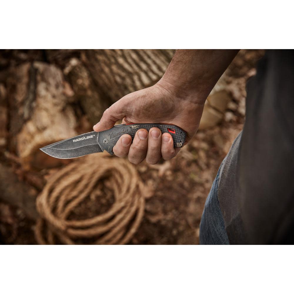 Milwaukee 3.5 in. HARDLINE Smooth Recurve Drop Point Blade Pocket Knife - Ascmtools