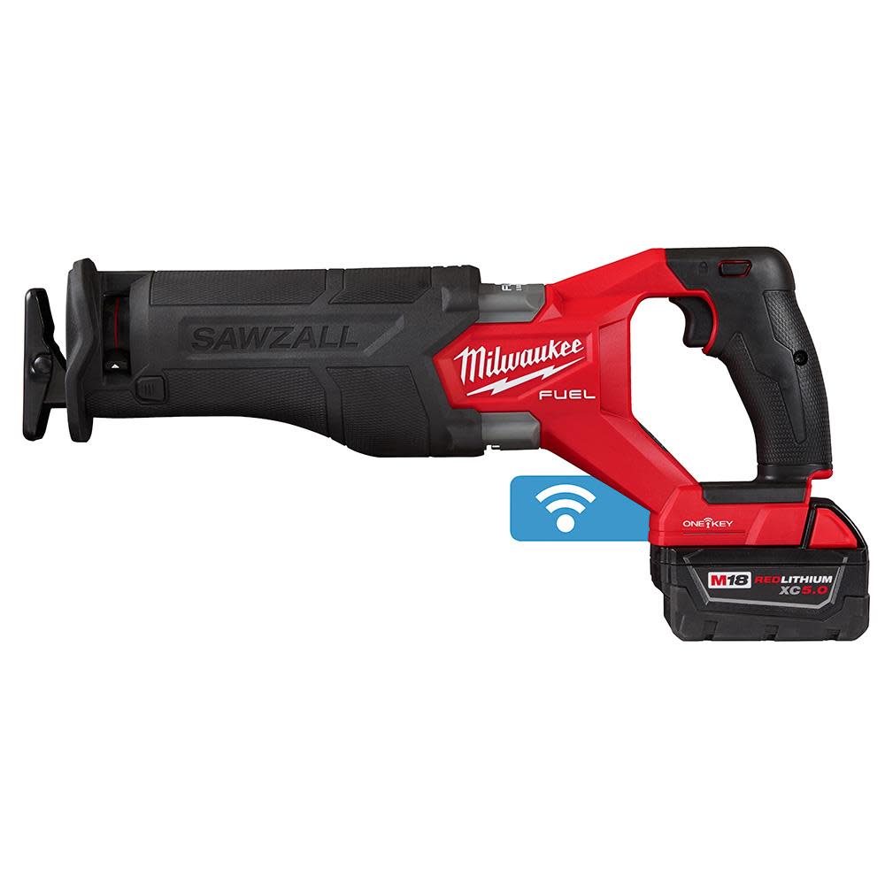Milwaukee M18 FUEL SAWZALL Reciprocating Saw with ONE-KEY – 2 Battery XC5.0 Kit - Ascmtools