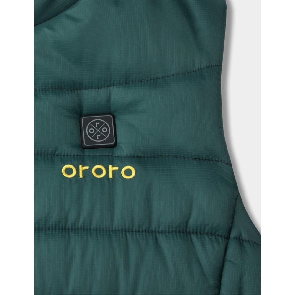 ORORO Womens Green & Gold Classic Heated Vest Kit XS - Ascmtools