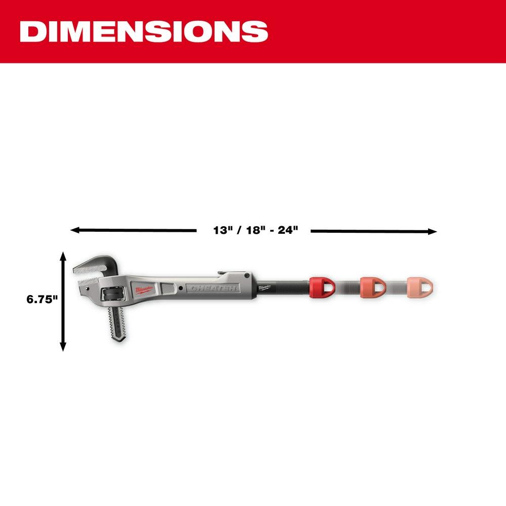 Milwaukee CHEATER Pipe Wrench Aluminum Offset Adaptable - Ascmtools
