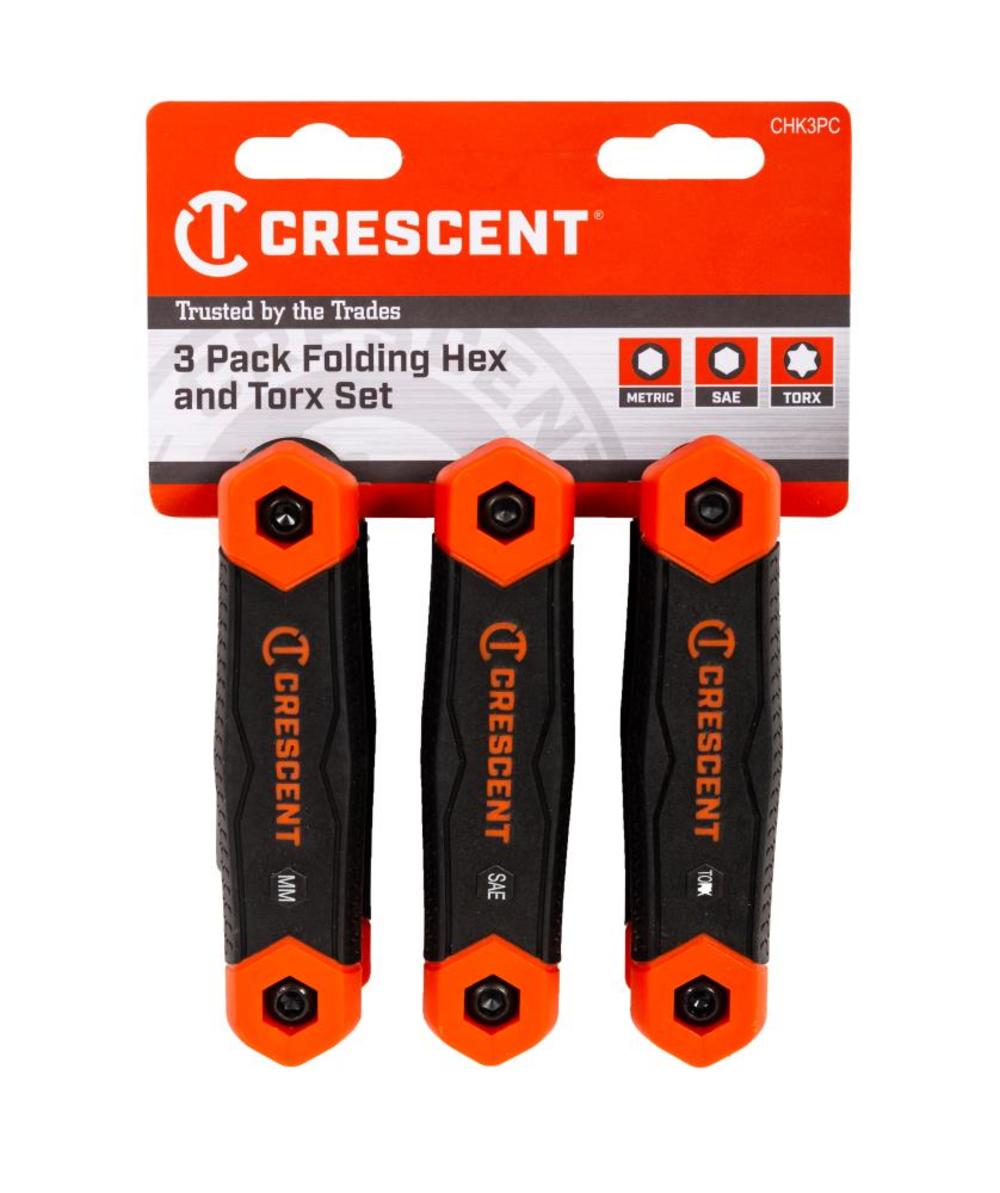 Crescent Folding Hex Key Set 3 pc. SAE/Metric/TORX - Ascmtools