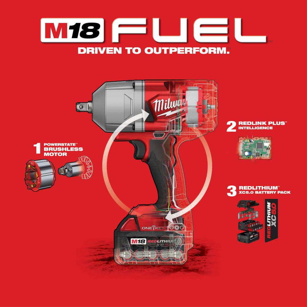 Milwaukee M18 FUEL with ONE-KEY High Torque Impact Wrench 1/2 in. Pin Detent Kit - Ascmtools