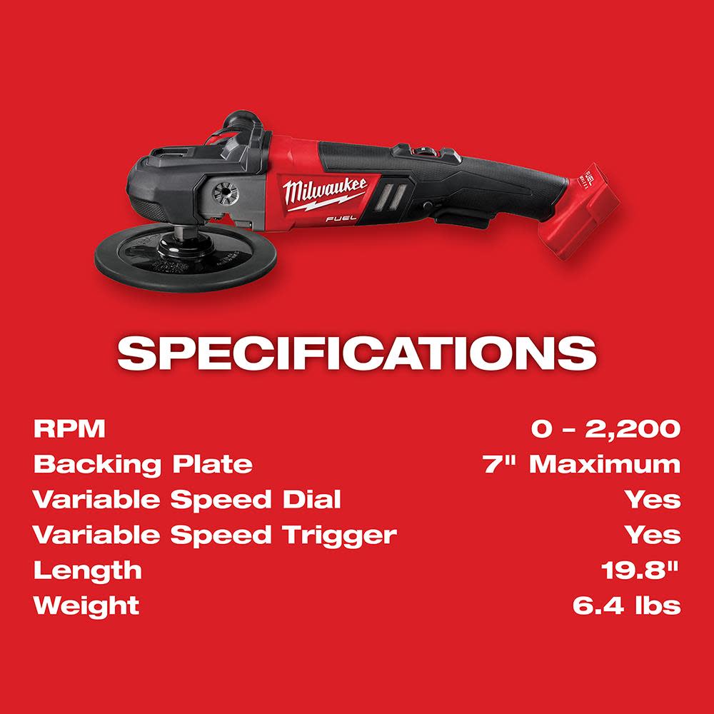 Milwaukee M18 FUEL 7 Variable Speed Polisher - Ascmtools