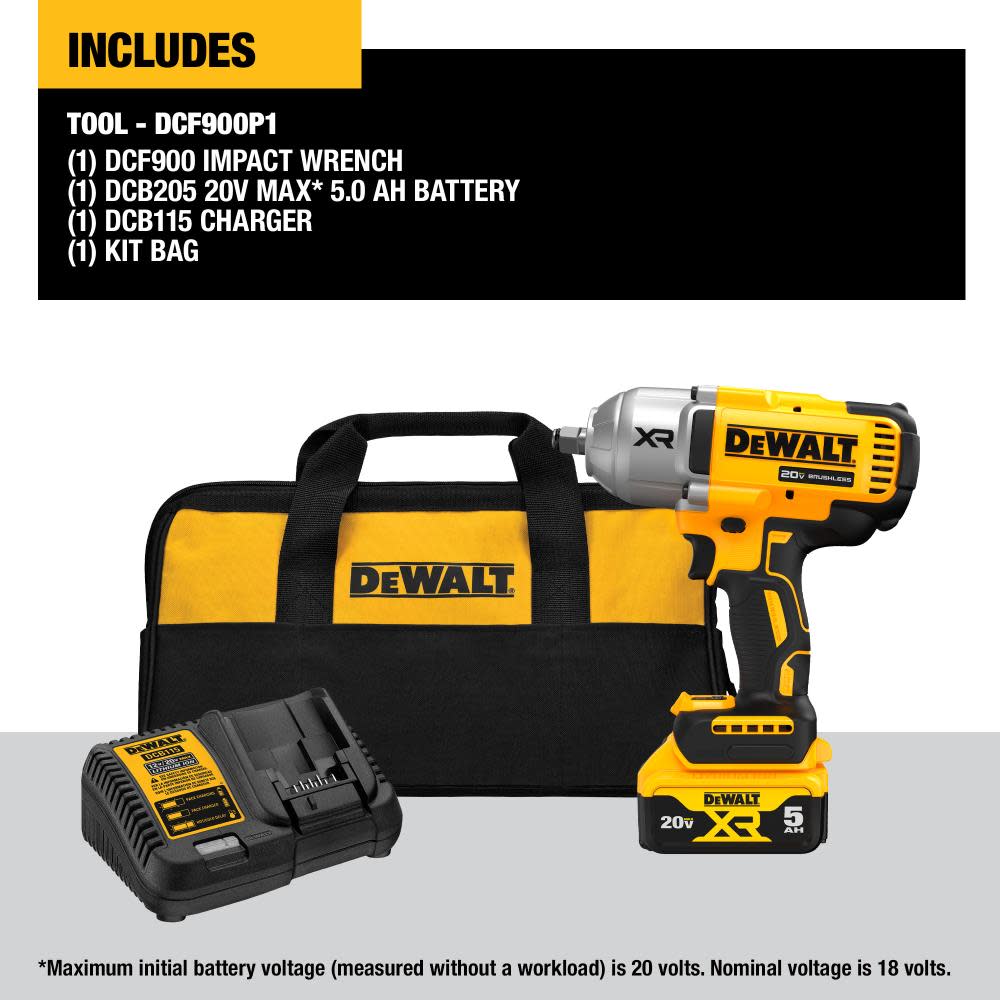 DEWALT 20V MAX XR 1/2″ High Torque Impact Wrench with Hog Ring Anvil Kit - Ascmtools