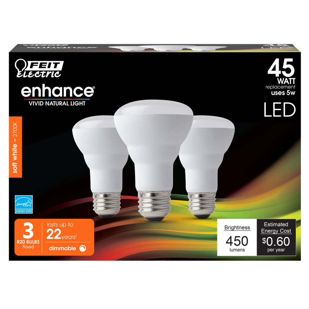 Feit Electric 45W Enhance R20 2700K Reflector LED Bulb 3pk - Ascmtools