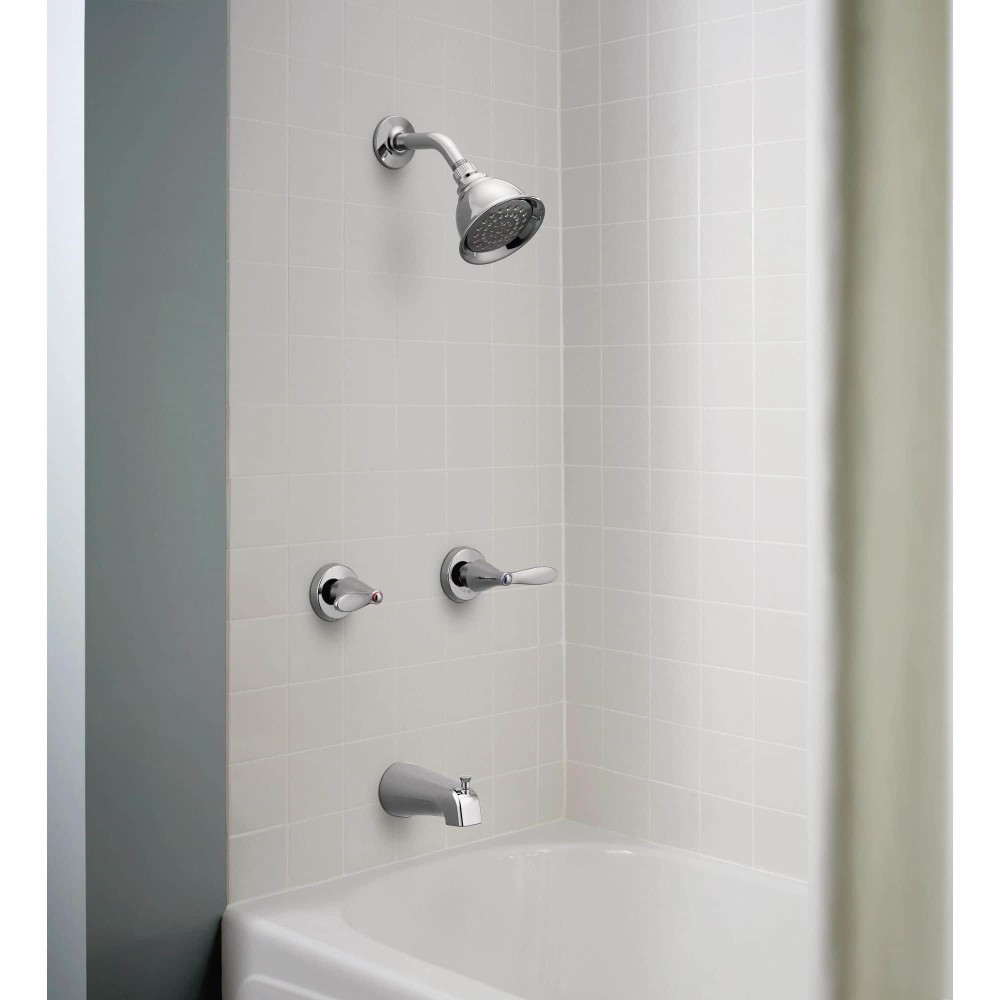 Moen Adler Tub/Shower Faucet 4″ Spray Head Chrome 2 Handle - Ascmtools