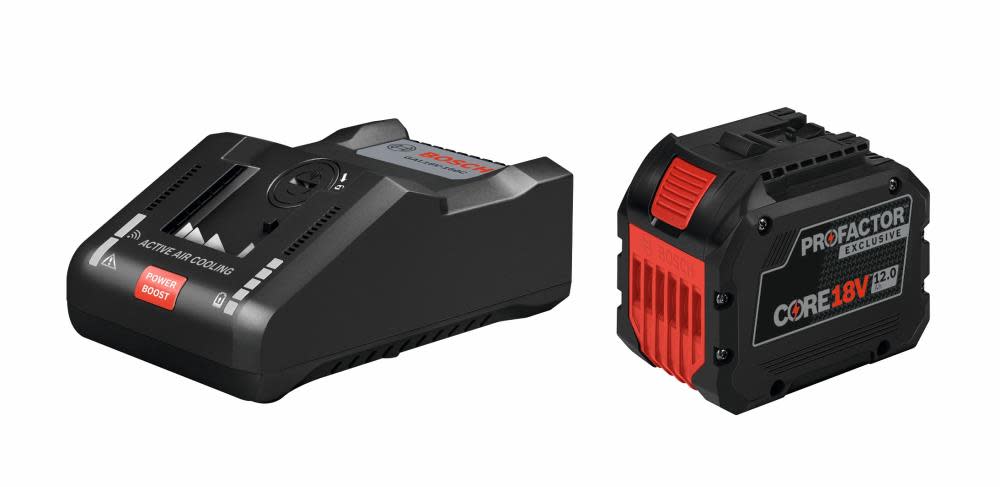 Bosch 18V CORE18V PROFACTOR Endurance Battery and Charger Starter Kit with 1 CORE18V 12Ah PROFACTOR Exclusive Battery and 1 GAL18V-160C 18V Lithium-Ion Battery Turbo Charger - Ascmtools