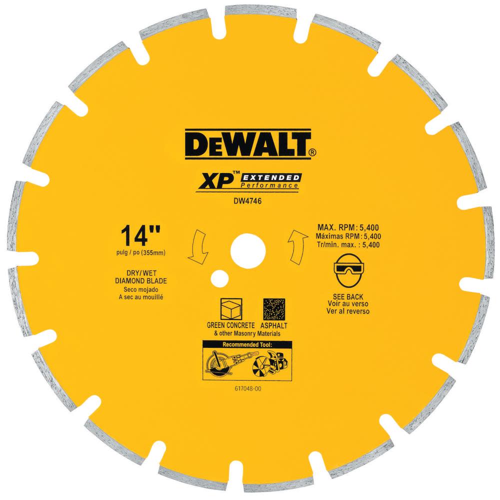 DEWALT 14 In. XP Asphalt/Green Concrete Segmented Diamond Blade - Ascmtools