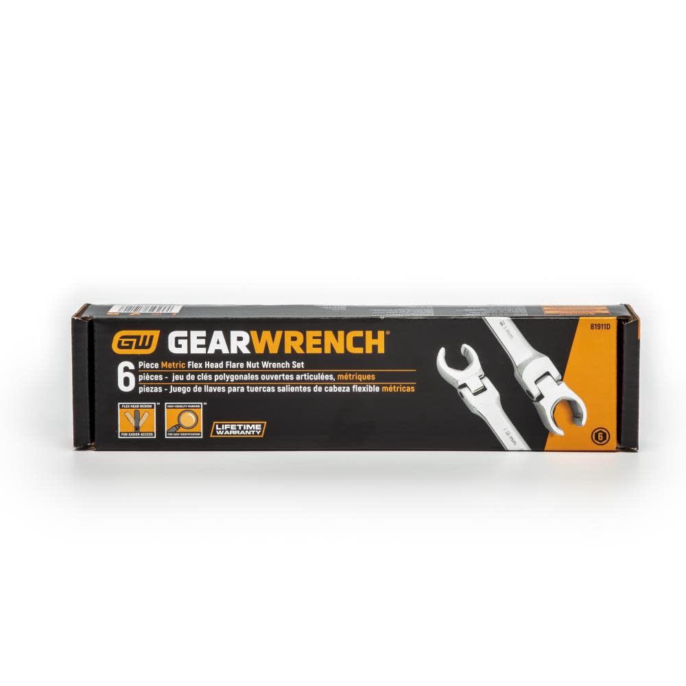 GEARWRENCH Flare Nut Wrench Set 6 Pc. Metric Flex - Ascmtools