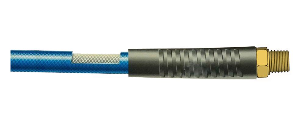 Milton Flex Hose- 100 ft. Flexible Lightweight & Braided Polyurethane Hybrid Air Hose with 1/4 In. MNPT Brass End Fittings  1/4 ID with Bend Restrictor - Ascmtools