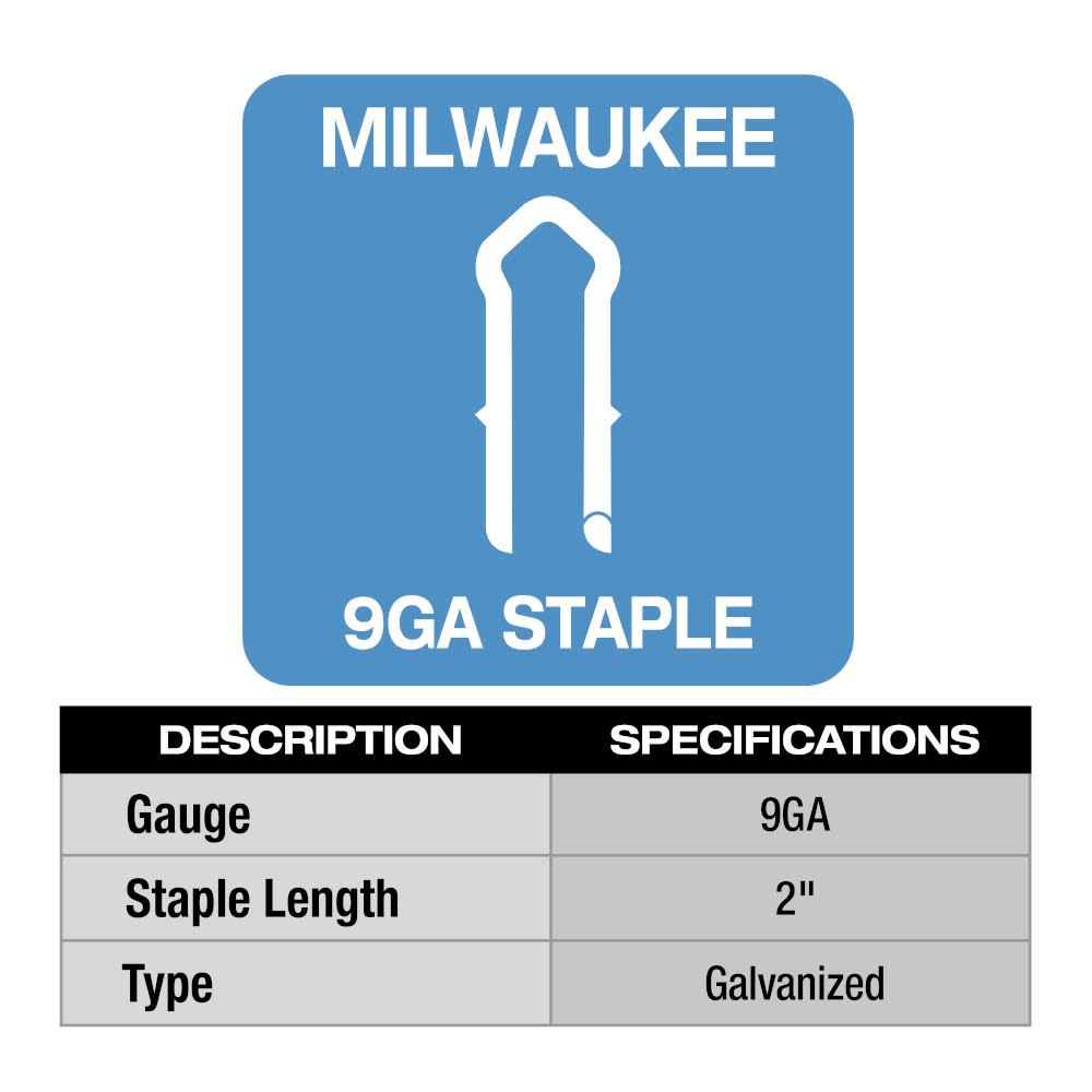 Milwaukee Galvanized Staples 2″ 9 Gauge - Ascmtools