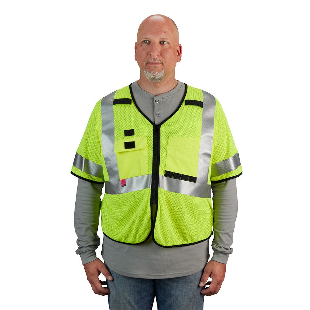 Milwaukee High Vis Safety Vest Yellow Class 3 Mesh AR/FR Cat 1 S/M - Ascmtools