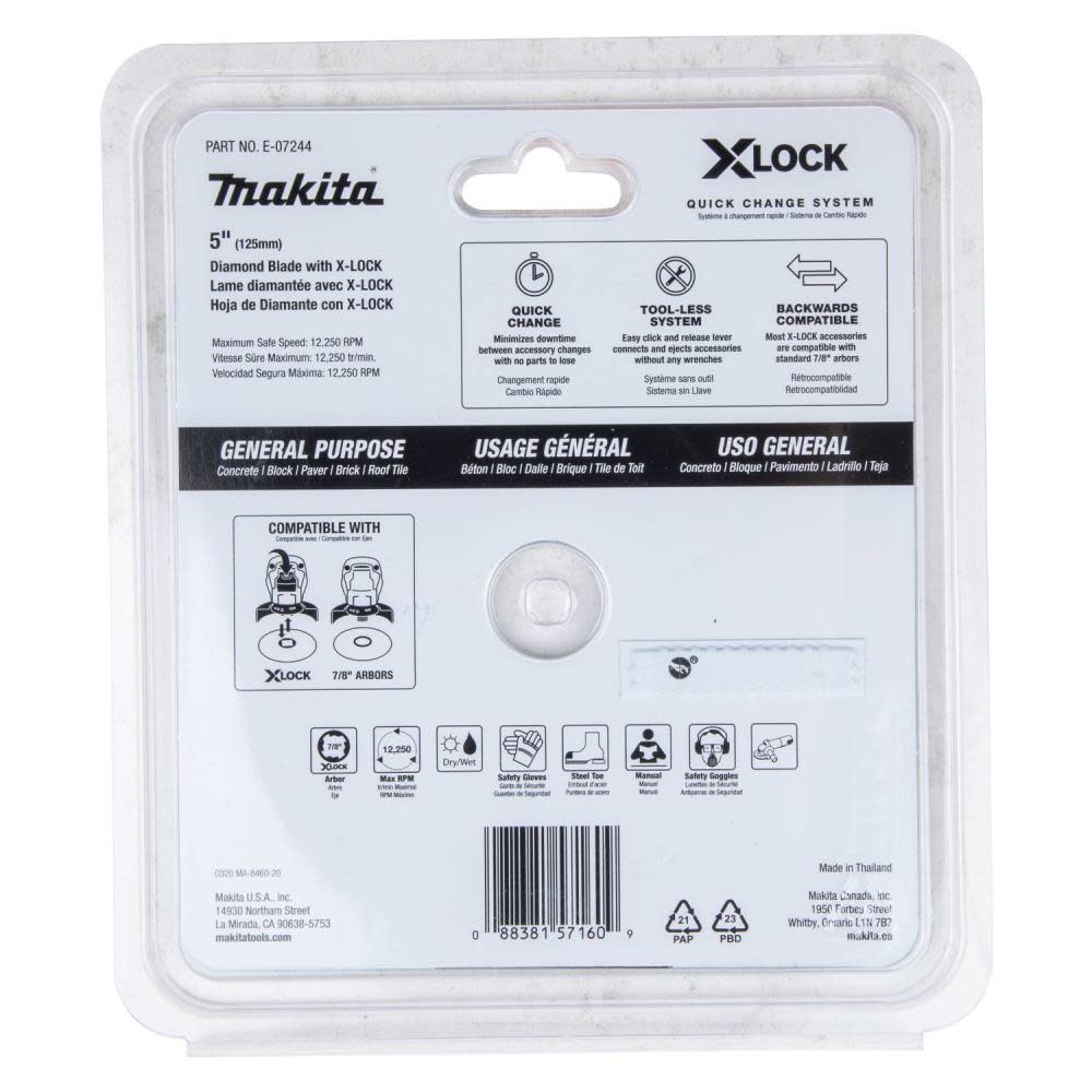 Makita X-LOCK 5″ Turbo Rim Diamond Blade for Masonry Cutting - Ascmtools