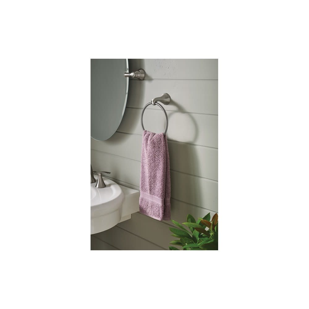 Moen Darcy Brushed Nickel Towel Ring with Press & Mark Stamp 1pk - Ascmtools