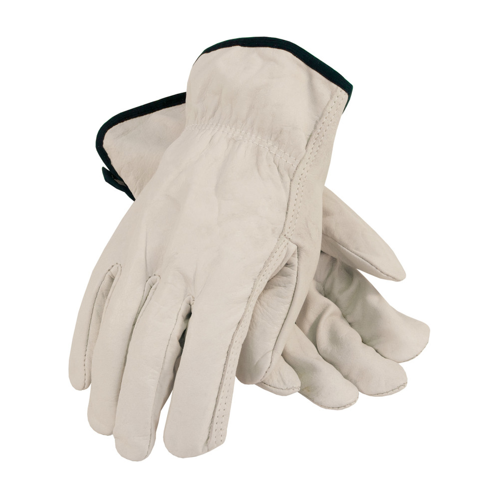 Protective Industrial Products Drivers Gloves White Economy Top Grain Cowhide Leather Large - Ascmtools