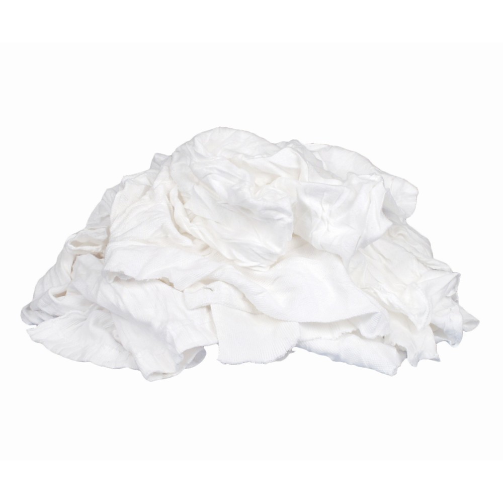 Buffalo Industries Recycled White T Shirt Cloth Rag 25 Lb Box - Ascmtools