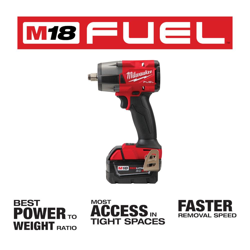Milwaukee M18 FUEL 1/2 Mid-Torque Impact Wrench with Friction Ring Kit - Ascmtools
