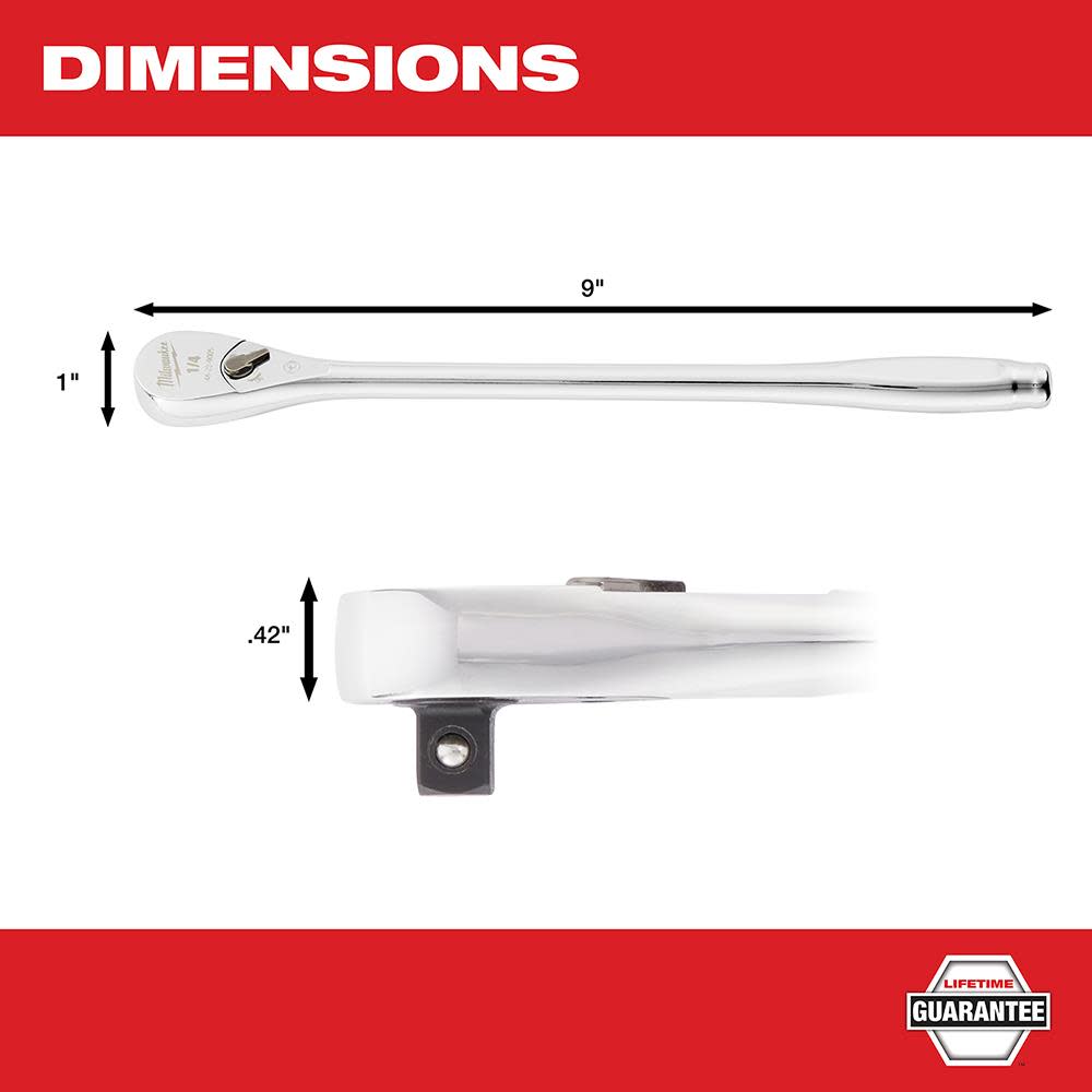 Milwaukee Ratchet 9″ 1/4″ Drive - Ascmtools