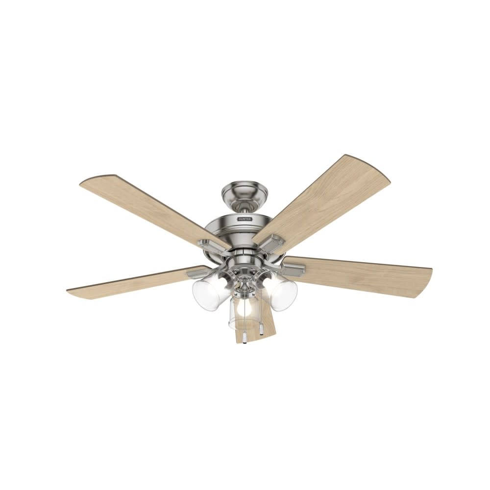 Hunter Fan Crestfield Ceiling Fan 52″ Nickel Bleached Grey Pine - Ascmtools