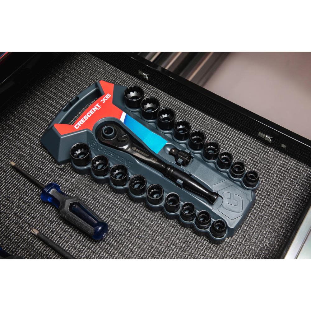 Crescent 20 Pc. 3/8″ Drive Pass-Thru X6 Standard Spline Mechanics Tool Set - Ascmtools