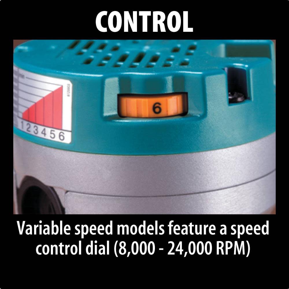 Makita Router 11-Amp 2-1/4 HP Motor with 1/2″ and 1/4″ Collets - Ascmtools