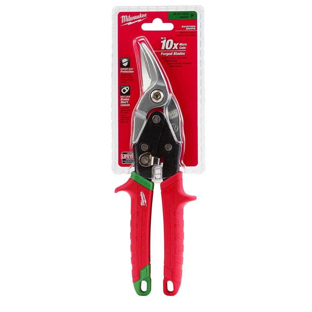 Milwaukee Right Cutting Aviation Snips - Ascmtools