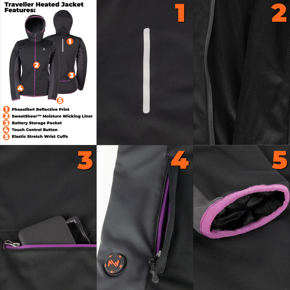Mobile Warming Traveller Jacket Womens 7.4V Black Medium - Ascmtools